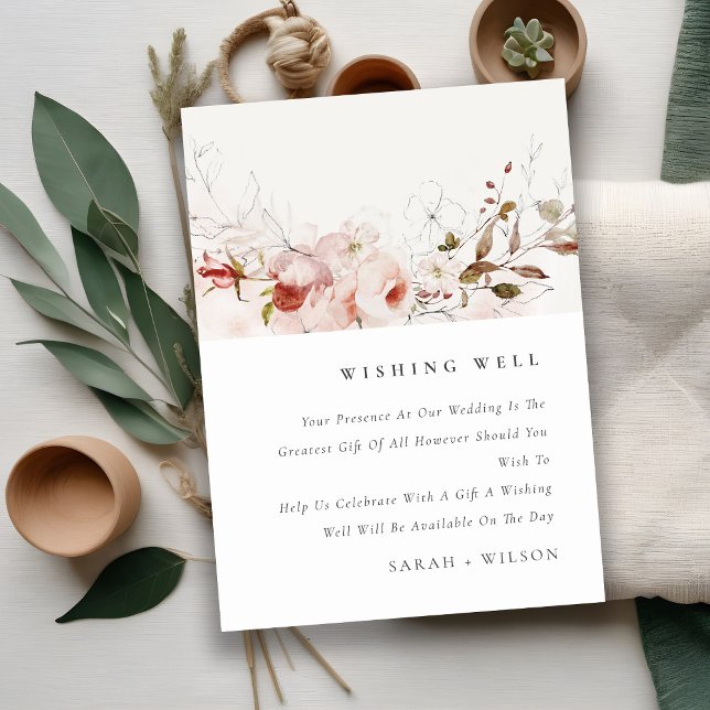 Dusky Fall Marsala Floral Wedding Wishing Well Enclosure Card (Creator Uploaded)