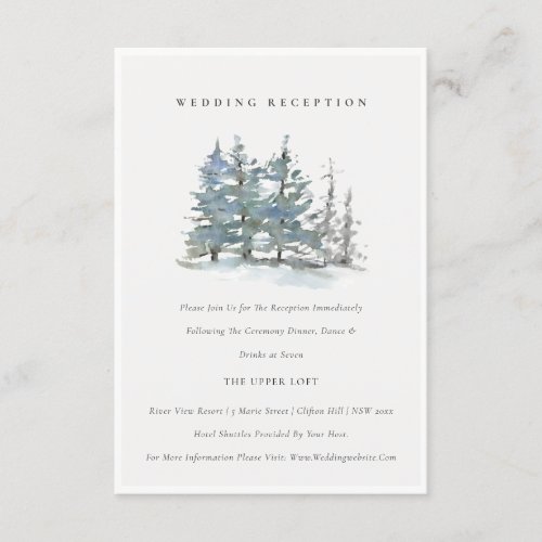 Dusky Green Blue Pine Tree Woods Wedding Reception Enclosure Card
