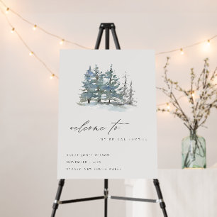 Dusky Green Blue Pine Woods Bridal Shower Welcome Foam Board