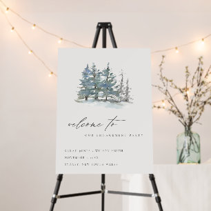 Dusky Green Blue Pine Woods Engagement Welcome Foam Board