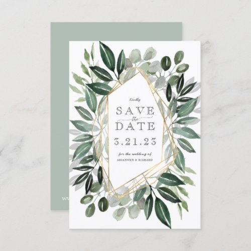 Dusky Green foliage frame summer botanical garden Invitation