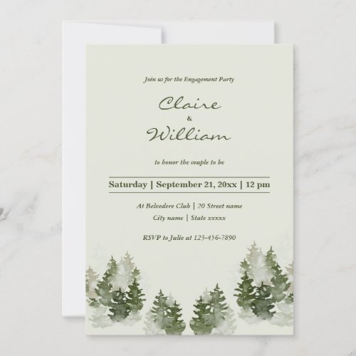 Dusky Green Mountain Pine Engagement Invite