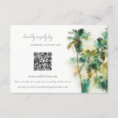 Dusky Green Tropical Palm Trees Wedding QR Code Enclosure Card | Zazzle