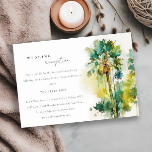 Dusky Green Tropical Palm Trees Wedding Reception Enclosure Card