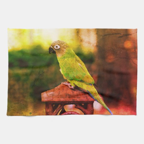 Dusky Headed Conure Parrot Abstract  Kitchen Towel