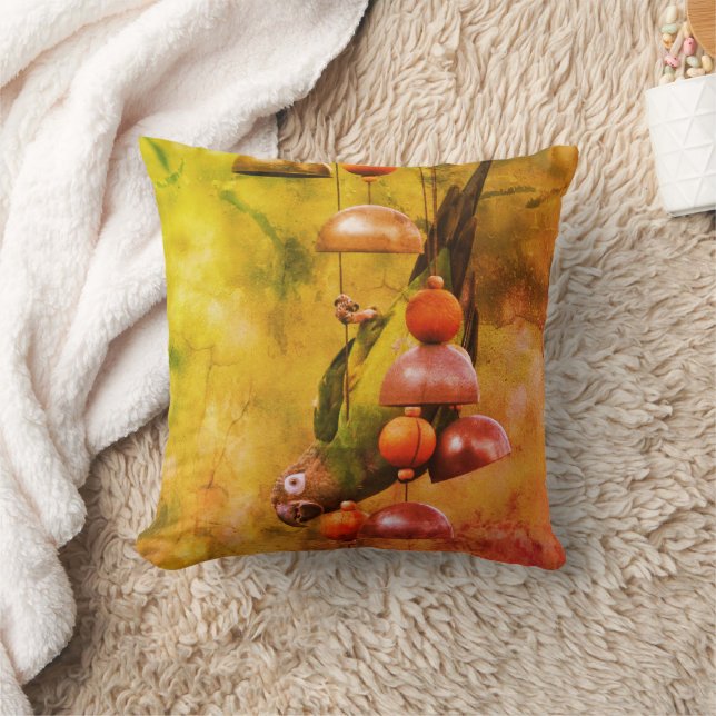 Dusky Headed Conure Parrot Art Upside Down  Throw Pillow (Blanket)