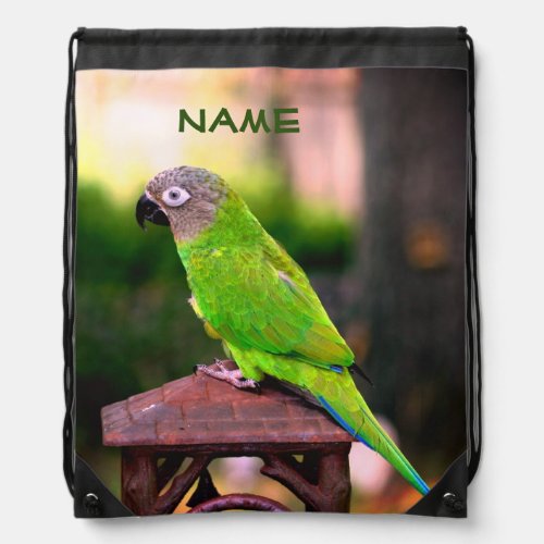 Dusky Headed Conure Parrot Personalized Drawstring Bag