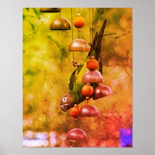 Dusky Headed Conure Parrot Upside Down Abstract Poster