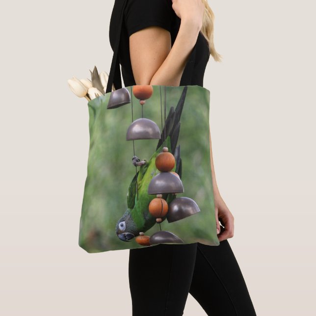 Dusky Headed Conure Parrot Upside Down Bird  Tote Bag (Close Up)