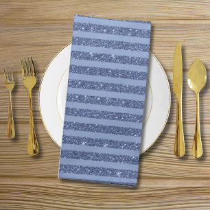 Dusky Indigo Glitter Style Horizontal Stripes Cloth Napkin