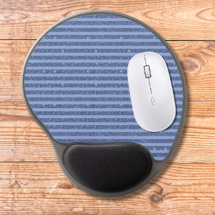Dusky Indigo Glitter Style Horizontal Stripes Gel Mouse Pad