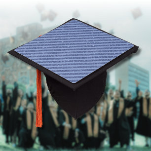 Dusky Indigo Glitter Style Horizontal Stripes Graduation Cap Topper
