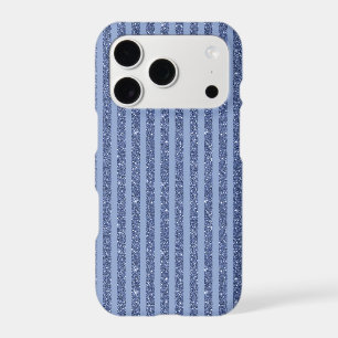 Dusky Indigo Glitter Style Horizontal Stripes iPhone 17 Pro Case