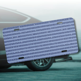 Dusky Indigo Glitter Style Horizontal Stripes License Plate