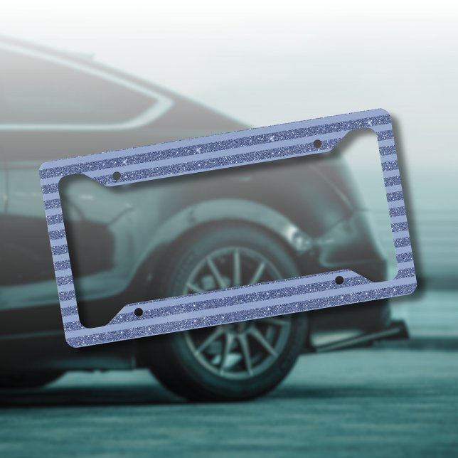 Dusky Indigo Glitter Style Horizontal Stripes License Plate Frame (Creator Uploaded)