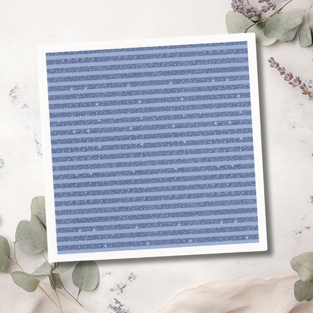 Dusky Indigo Glitter Style Horizontal Stripes Napkins (Creator Uploaded)