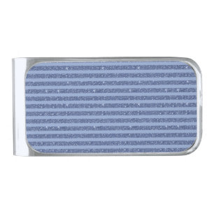 Dusky Indigo Glitter Style Horizontal Stripes Silver Finish Money Clip