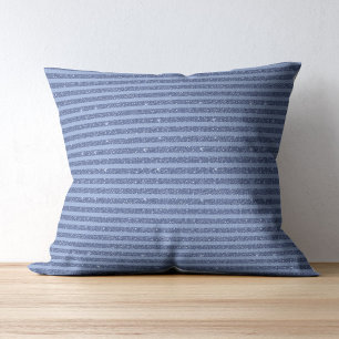 Dusky Indigo Glitter Style Horizontal Stripes Throw Pillow