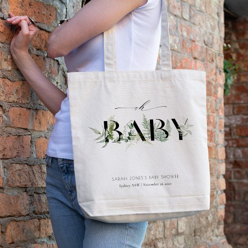 Dusky Leafy Fern Succulent Oh Baby Shower Tote Bag
