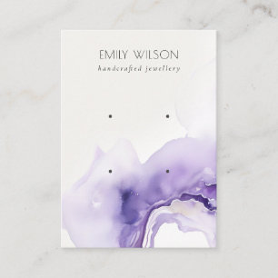 Dusky Lilac Abstract Watercolor Agate 2 Earring Business Card