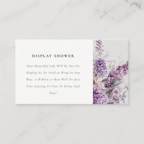 Dusky Lilac Cottage Floral Display Baby Shower Enclosure Card