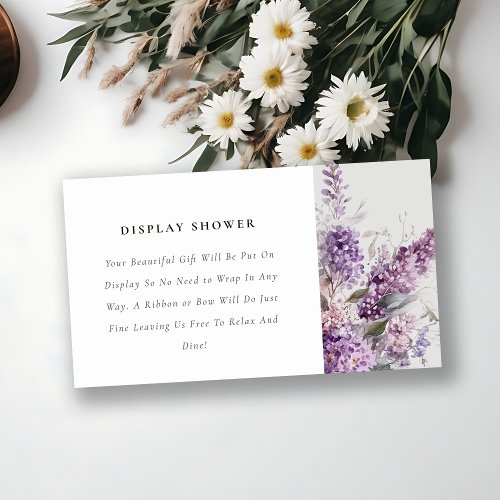 Dusky Lilac Cottage Floral Display Baby Shower Enclosure Card