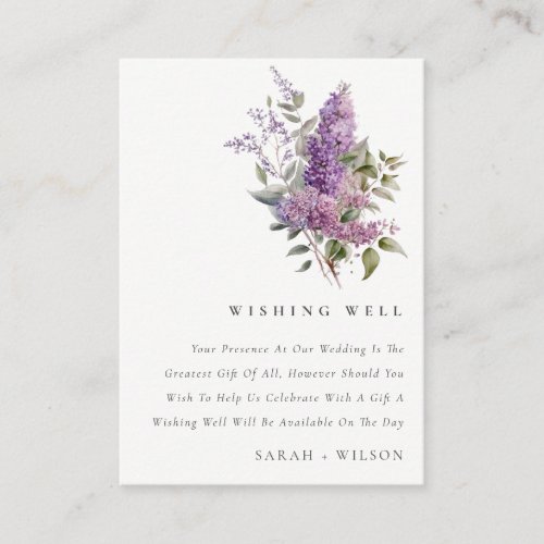 Dusky Lilac Cottage Floral Wedding Wishing Well Enclosure Card