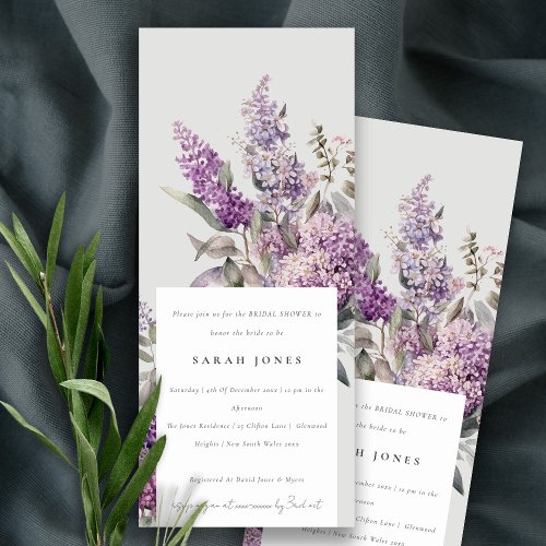 Dusky Lilac Green Cottage Floral Bridal Shower Invitation