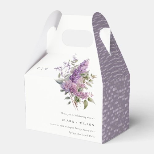 Dusky Lilac Watercolor Cottage Floral Wedding Favor Boxes