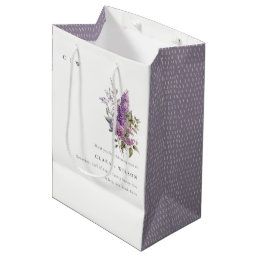 Dusky Lilac Watercolor Cottage Floral Wedding Medium Gift Bag