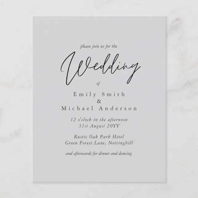 Dusky Mauve Script Typography only Budget Wedding | Zazzle