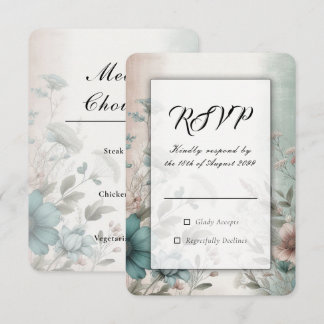 Dusky Petals and Soft Serenity Floral Wedding RSVP Card