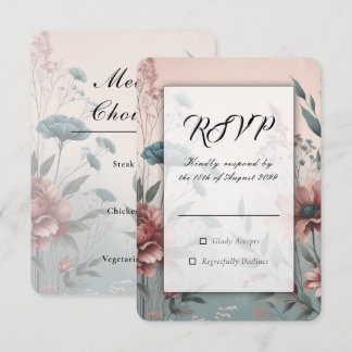 Dusky Petals and Soft Serenity Floral Wedding RSVP Card