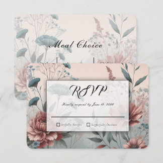 Dusky Petals and Soft Serenity Floral Wedding RSVP Card