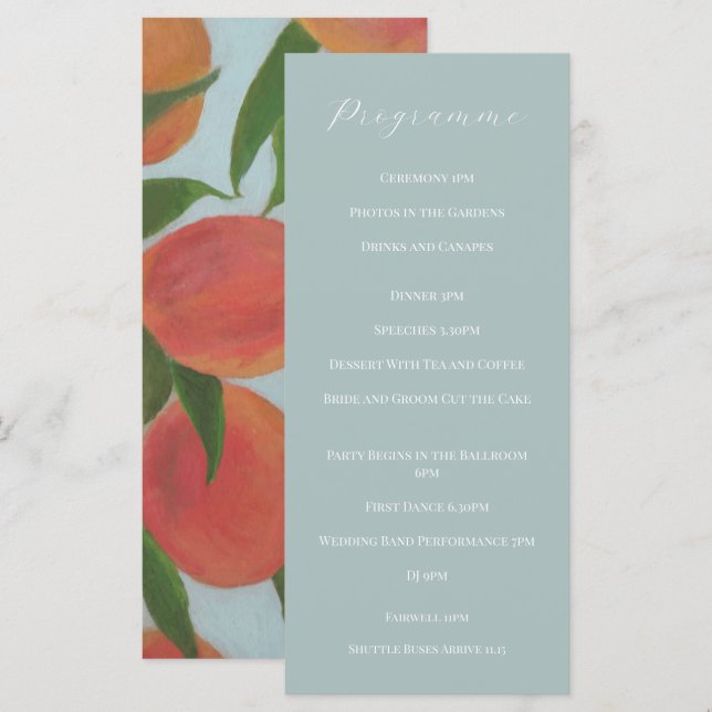 Dusky Pink and Green Floral back Wedding Programme Program (Front/Back)