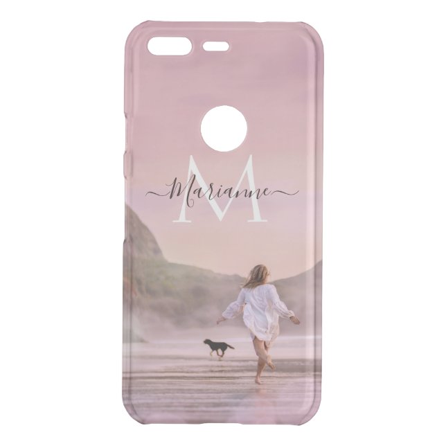 Dusky Pink Beach Photography Monogram Uncommon Google Pixel Case (Back)