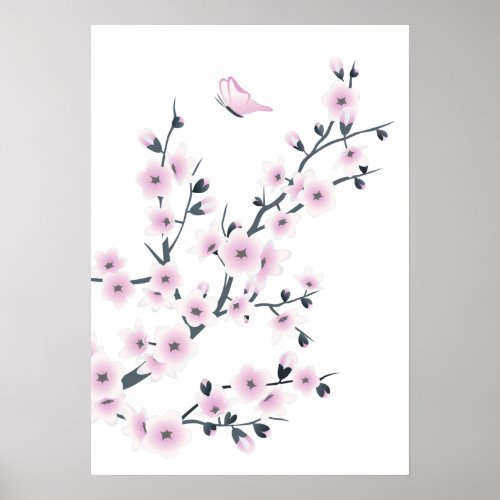 Dusky Pink  Cherry Blossoms Poster