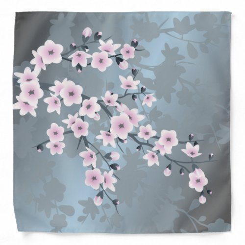 Dusky Pink Grayish Blue Cherry Blossoms Bandana