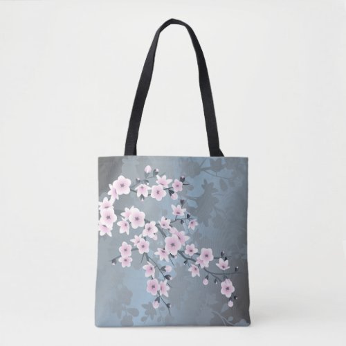 Dusky Pink Grayish Blue Cherry Blossoms Floral Tot Tote Bag