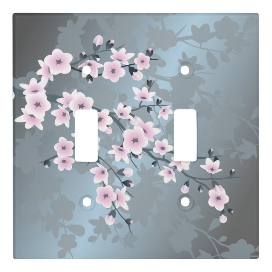 Dusky Pink Grayish Blue Cherry Blossoms Light Switch Cover Zazzle