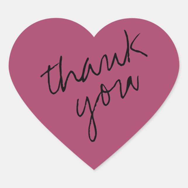 Dusky Pink Heart Thank You Sticker (Front)
