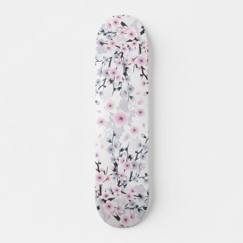 Dusky Pink Mauve Cherry Blossom Skateboard