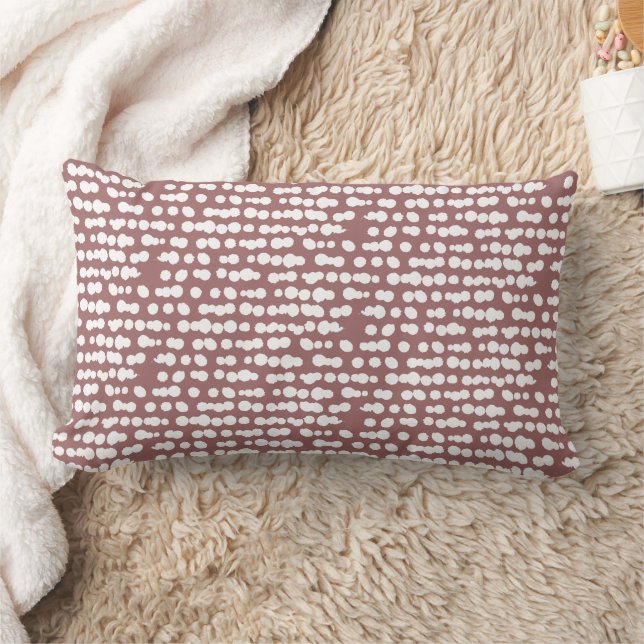 Dusky Pink Organic Dots Markmaking Pattern Lumbar Pillow (Blanket)