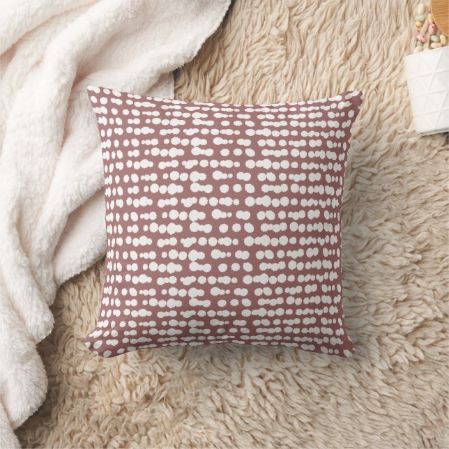 Dusky Pink Organic Dots Markmaking Pattern Throw Pillow (Blanket)