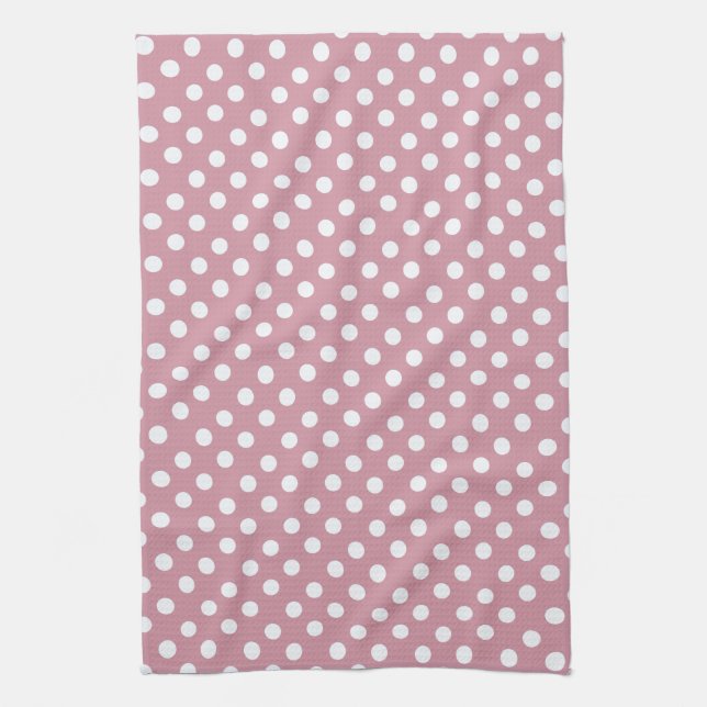 Dusky Pink  polka dots Kitchen Towel (Vertical)