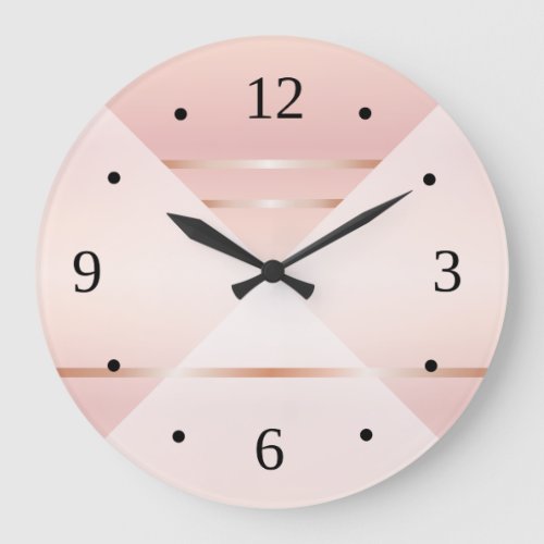 Dusky Pink Rose Gold Geometric Large Clock