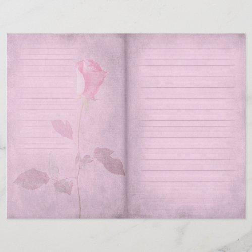 Dusky Pink Rosebud Lined Journal Paper