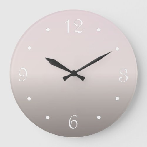 Dusky Pink Taupe Gradient Minimal Large Clock
