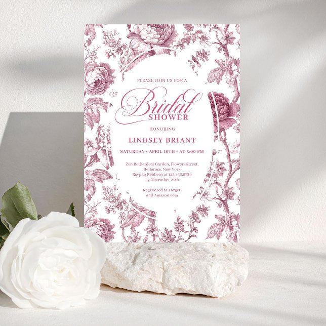 Dusky Pink Toile Roses Pattern Bridal Shower Invit Invitation (Dusky Pink Toile Roses Pattern Bridal Shower Invitation

)
