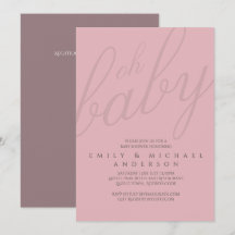 Dusky Pink Typography Baby Shower Gender Reveal